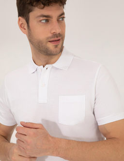 Beyaz Regular Fit Polo Yaka Basic Ti__rt