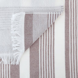 Полотенце махровое "Полосатый рейс" 50х90см, хлопок 100%, с бахромой, коричневый (Китай)