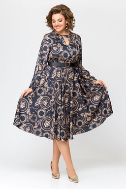 Платье Swallow 707 черный+бежевый принт