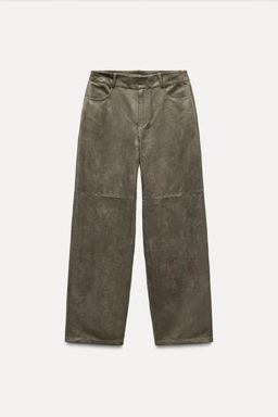 FAUX SUEDE STRAIGHT-LEG TROUSERS - Zara фото 8