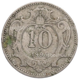 Монета 10 геллеров 1895 года Австрия