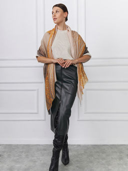 Большой, мягкий, тонкий и очень нежный двусторонний палантин с рисунком - Tantino фото 4