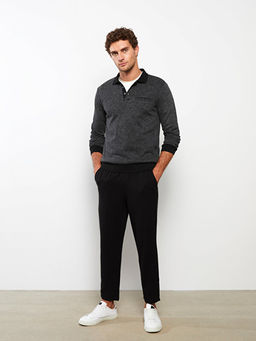 Polo Yaka Uzun Kollu Erkek Sweatshirt