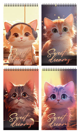 Цена за 5 шт. Блокнот А7 40 л. клетка Schoolformat ЛОУ-ФАЙ КОТЫ на гребне, мелованный картон, сплошной У...