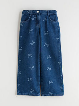 Kurdele Detayl? Wideleg K?z ?ocuk Jean Pantolon