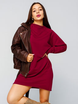 Женское платье с рукавом реглан из футера 2-х нитки Lingeamo бордовый ВП-11 (15)