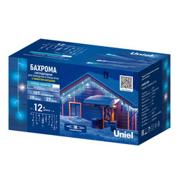 ULD-B12006-195/TTK ICEBLUE-WHITE IP44 Бахрома светодиодная с эффектом мерцания, 12м. Соединяемая. 195 светодиодов. Голубой и белый свет. Провод прозрачный. ТМ Uniel - Volpe фото 7
