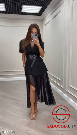 Женский костюм черный с ремнем - Bruno фото 3