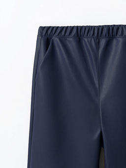 Брюки женские из экокожи синие с высокой посадкой - Mark formelle фото 5