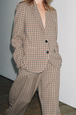 ZW COLLECTION CHECK STRAIGHT BLAZER - Zara фото 5