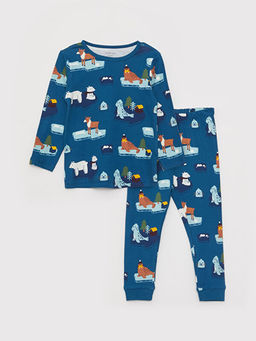Bisiklet Yaka Uzun Kollu Bask?l? Erkek Bebek Pijama Tak?m
