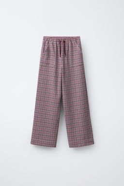 TEXTURED HOUNDSTOOTH WIDE-LEG TROUSERS