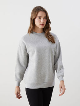 Parlak G?r?n?ml? Oversize Kad?n Kal?n Sweatshirt Tunik