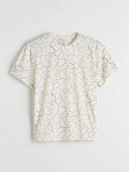 Bisiklet Yaka Desenli Erkek Penye Ti??rt