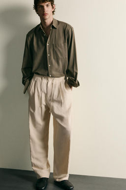 PANTAL?N RELAXED FIT VISCOSA - LINO / Crudo - Zara фото 5