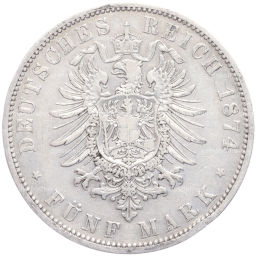 5 марок 1874 года A Германия (Пруссия)