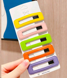 Заколка-зажим для волос Тик-Так набор 5 штук / YIW-35 /уп 20/кожзам-микс