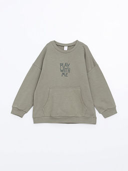 Bisiklet Yaka Uzun Kollu Bask?l? Erkek ?ocuk Sweatshirt