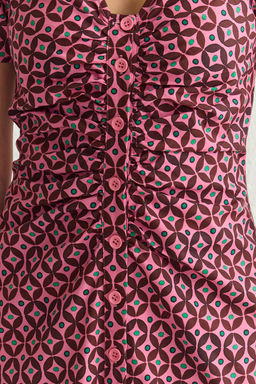 TRENDYOLMILLA Mor Retro Desenli Mini Dokuma Gomlek Elbise TWOSS25EL00080  фото 4