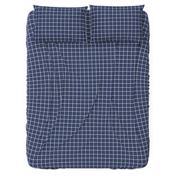 Простыня 1,5 спальная "Таттерсол, темно-синий" 150х215см, бязь "Комфорт" 121г/м2, хлопок 100%, упаковка "классическая" ПВХ 28х41см, "Домашняя мода" (Россия)