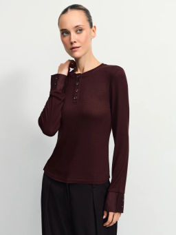 Лонгслив в рубчик из вискозы / Zarina  фото 4