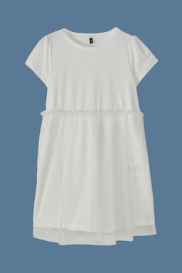 Ekru Pamuklu K?z Cocuk Basic K?sa Kol Mini Tutulu Bayraml?k Dokuma Elbise TKDSS25EL00075 - Trendyolmilla фото 2