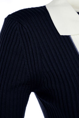 Lacivert Midi Triko Renk Bloklu Elbise TWOAW23EL00024