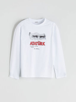 Bisiklet Yaka Atat?rk Bask?l? Erkek ?ocuk Ti??rt