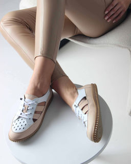 Слипоны 165.8000be. белый-бежевый