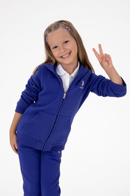 K_z _ocuk Mor Kap__onlu Fermuarl_ _ardonlu Basic Sweatshirt Sepette S_rpriz _ndirim
