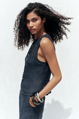 DOUBLE-BREASTED LINEN WAISTCOAT - Zara фото 11