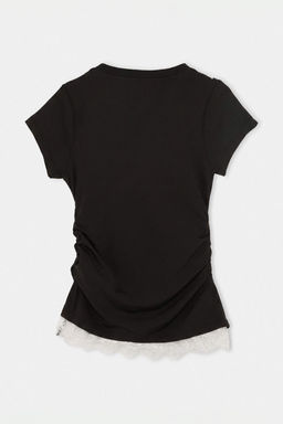 Siyah Slogan Fitted Dik Yaka Standart Kol K_sa Crop Yumu_ak _rme T-Shirt TWOSS26TS00355 - Trendyolmilla фото 5
