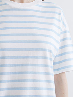 Bisiklet Yaka ?izgili Kad?n Ti??rt