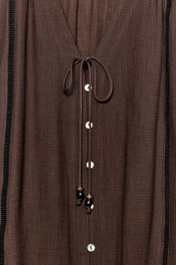 CAMISA BORDADOS ENTREDOSES / Marr?n - Zara фото 9