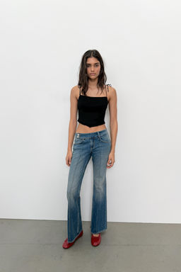 TOP CROP CORSETERO POPEL?N / Negro