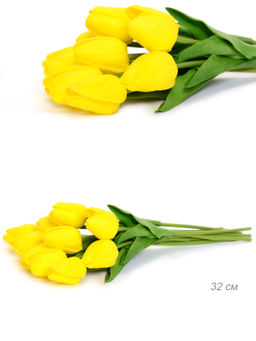 Цена за 10 шт. Цветок искусственный Тюльпан 32 см желтый / 18-4/10 /уп 10/120/1440/ латекс