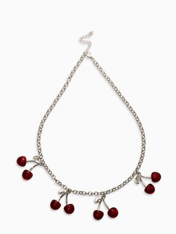 Цепь с подвесками "Вишня", 40+удл, цвет красный в серебре
