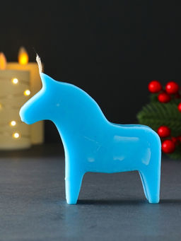 Цена за 2 шт. Декоративная свеча новогодняя «Лошадка», 95×105 мм, голубой