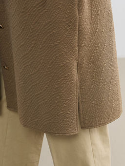 Bisiklet Yaka Kendinden Desenli Elbise