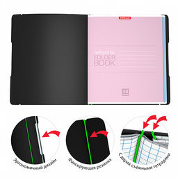 Цена за 2 шт. Тетрадь общая ученическая в съемной пластиковой обложке ErichKrause FolderBook Accent, красный, А5+, 2x48 листов, клетка  фото 22