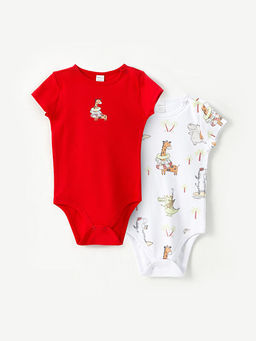 Bisiklet Yaka Uzun Kollu Bask?l? Erkek Bebek ??t??tl? Bodysuit 2li