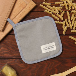 Прихватка Доляна Душевная кухня цв.серый 17х17 рогожка,100% х/л