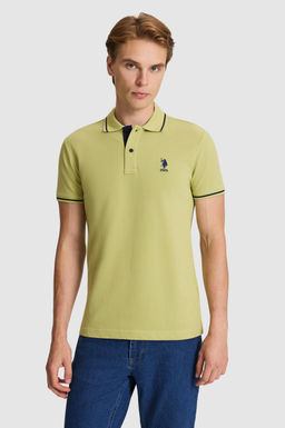 Erkek Ye_il Slim Fit Polo Yaka Basic Ti__rt