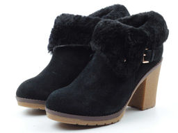 F01 BLACK Ботильоны женские (натуральная замша, байка)