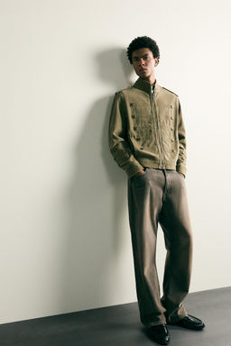 CHAQUETA DENIM CROPPED FIT BOTONES / Khaki - Zara фото 6