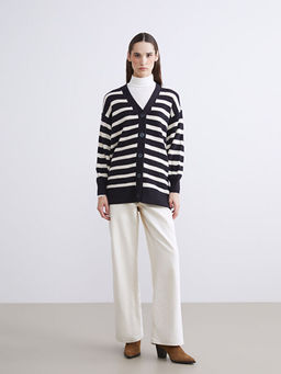 V Yaka ?izgili Kad?n Triko H?rka