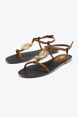 FLAT SANDALS WITH METAL EMBELLISHMENT - Zara фото 10