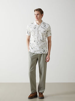 Polo Yaka K?sa Kollu Desenli Erkek Ti??rt