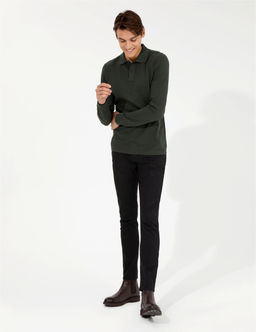 Siyah Slim Fit Keten Kar___ml_ Chino Pantolon - Pierre cardin фото 3
