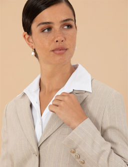 Bej _izgili Crop Ceket